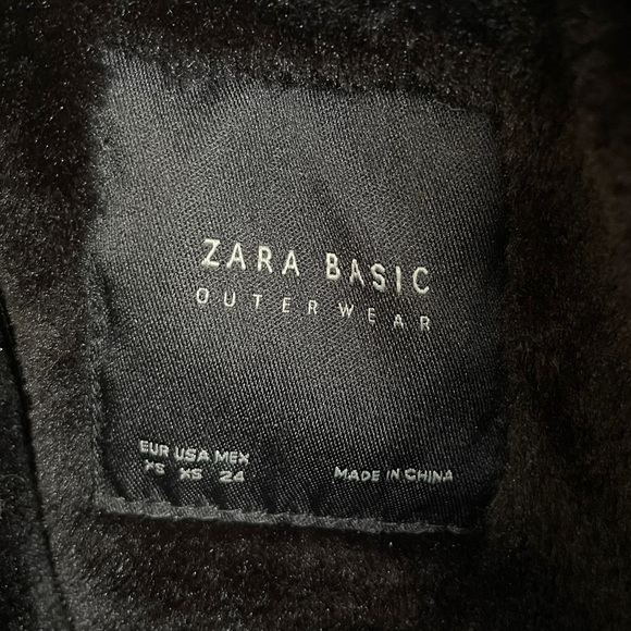 Zara Basics Army Green Waterproof Coat with Fur Hood - Picture 4 of 4